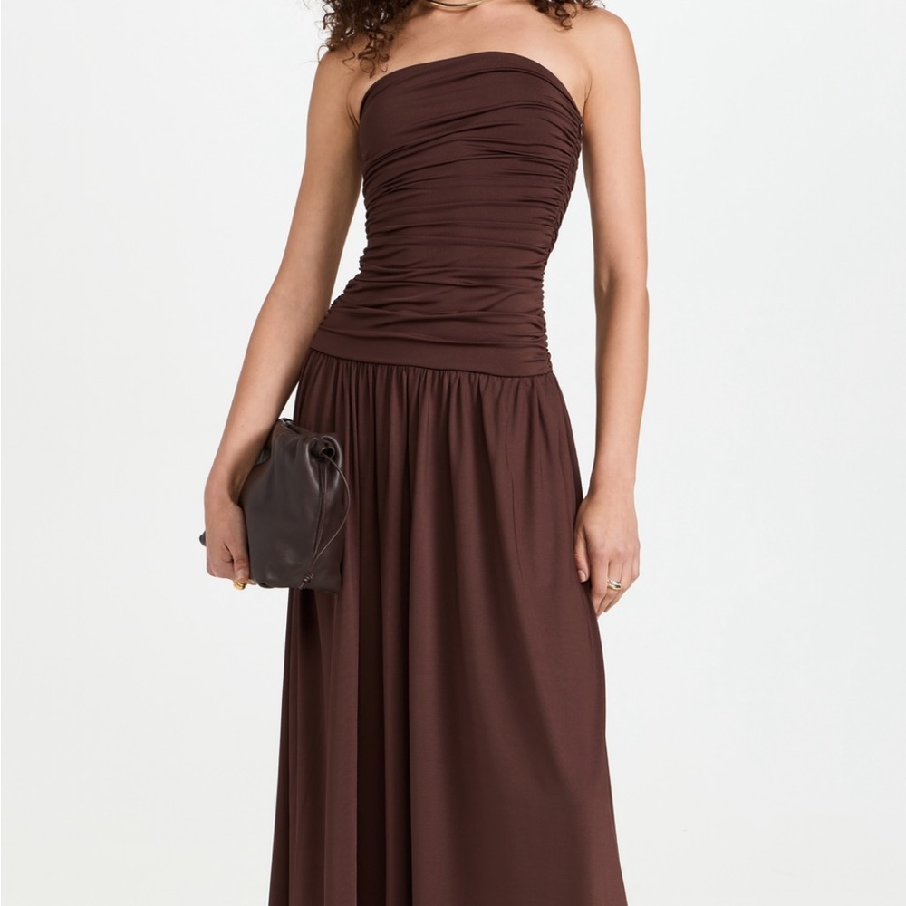 Elegant Brown Strapless Dress